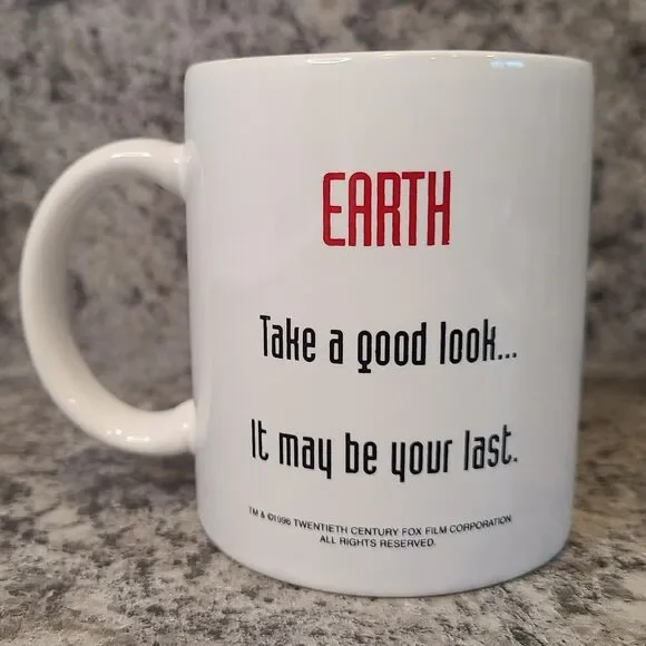 EARTH - Take a Good Look, It May Be Your Last - Vtg Movie Promo Cup Mug Sci-Fi - Picture 2 of 8